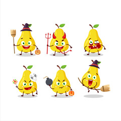 Halloween expression emoticons with cartoon character of yellow pear