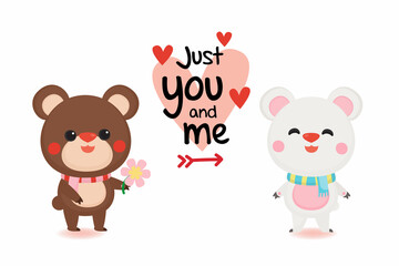 Illustration of Valentine's Day greeting card. Character design.