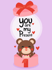 Illustration of Valentine's Day greeting card. Character design.