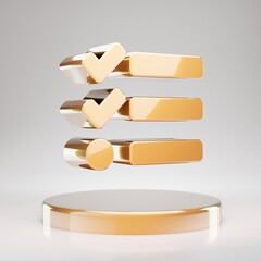 Tasks icon. Yellow Gold Tasks symbol on golden podium.
