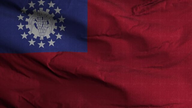 Myanmar Burma Flag Textured Waving Background 4K