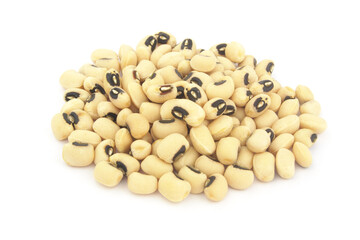Heap of black eyed isolated on white beans background