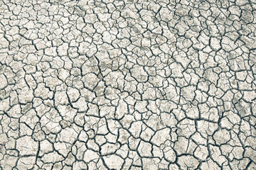 Landscape ground cracks drought crisis environment background.