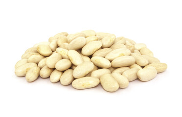 Heap of white beans isolated on white background