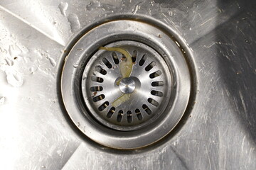 Water flowing into a kitchen drainage sink