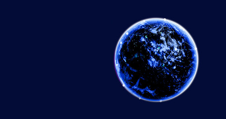 Connection lines Around Earth Globe Theme Background with Light Effect. 3D illustration/Global International Connectivity Background. 3D illustration