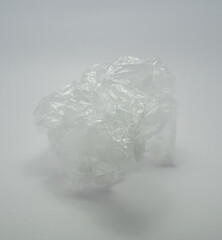 Clear plastic handle bags with crumpled surface.