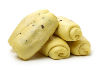 Chinese steamed roll. Close up on white background 