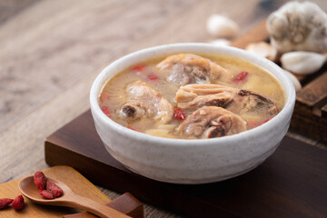 Taiwanese food - Homemade delicious garlic chicken soup