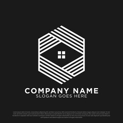 Monogram real estate logo design template, best Construction Building vector