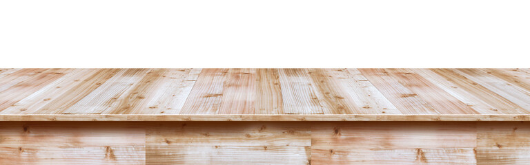 Wood table top used for display or montage your products, isolated on white background