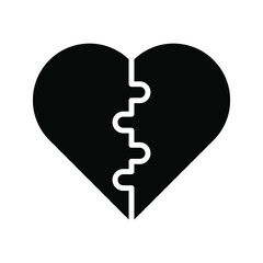 Puzzle heart vector, Valentine and love related line style icon on white background