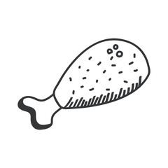 chicken hand draw and line style icon vector design