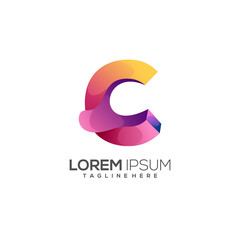 letter c logo colorful gradient vector design
