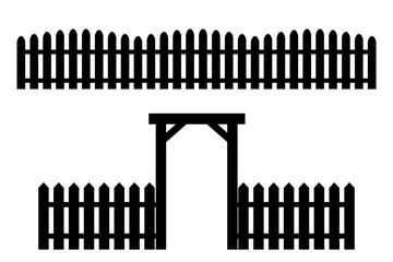 Black retro fences gate in vintage style. Vintage pattern with black retro fences. Stock image. EPS 10.