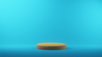 Abstract geometric background Simple podium mockup of yellow scene Blue background 3d rendering.