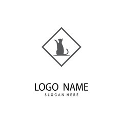 Cat and Dog vector silhouettes logo template