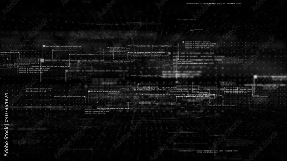 Aufkleber Holographic simulation of 5G network concept, artificial intelligence deep learning performing analytic computational head up display loop background