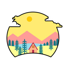 Mountains logo vector illustration for Adventure.