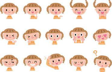 女の子ポジティブ表情色々セット
