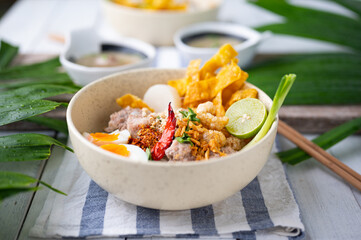 Thai tom yom rice noodle with soup