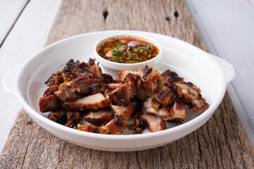 Grilled Pork with Spicy Dip , Thailand Street Food