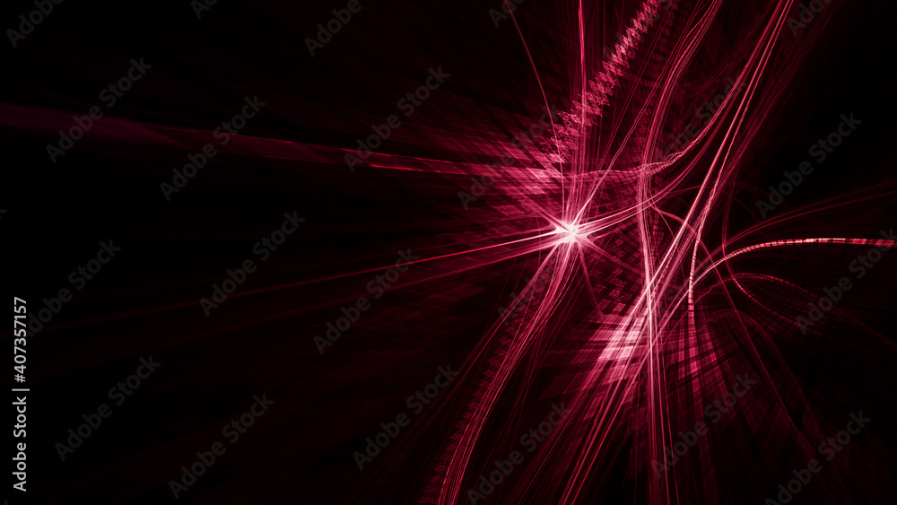 Fototapete abstract red and black background. detailed generative fractal graphics. technology and science conc