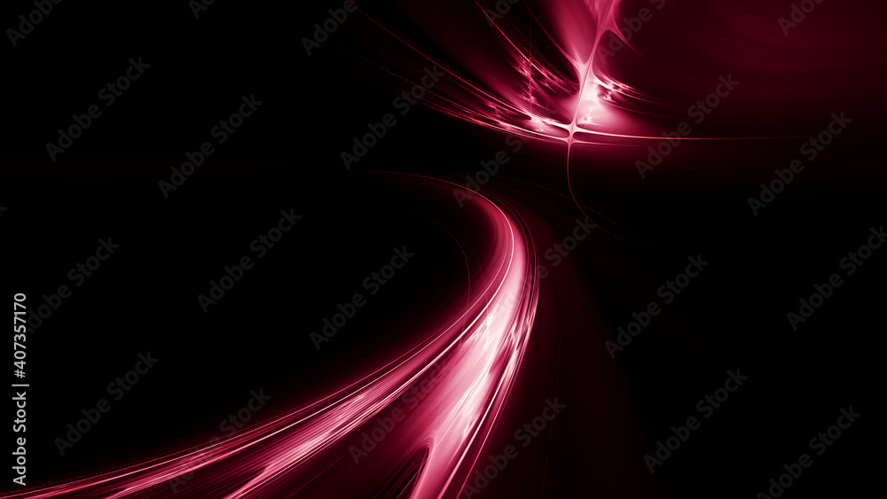 Fototapete Abstract red and black background. Detailed generative fractal graphics. Technology and science concept.