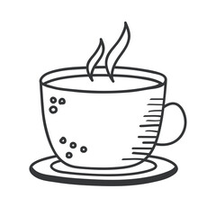 coffee cup hand draw and line style icon vector design