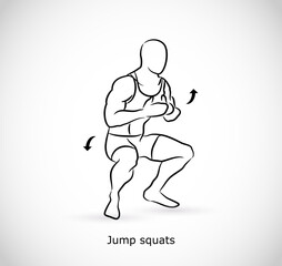 Fototapeta na wymiar Type of exercise - illustration vector - jump squats