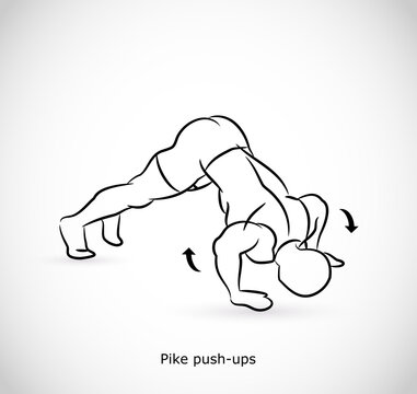 Type Of Exercise - Illustration Vector - Pike Push-ups