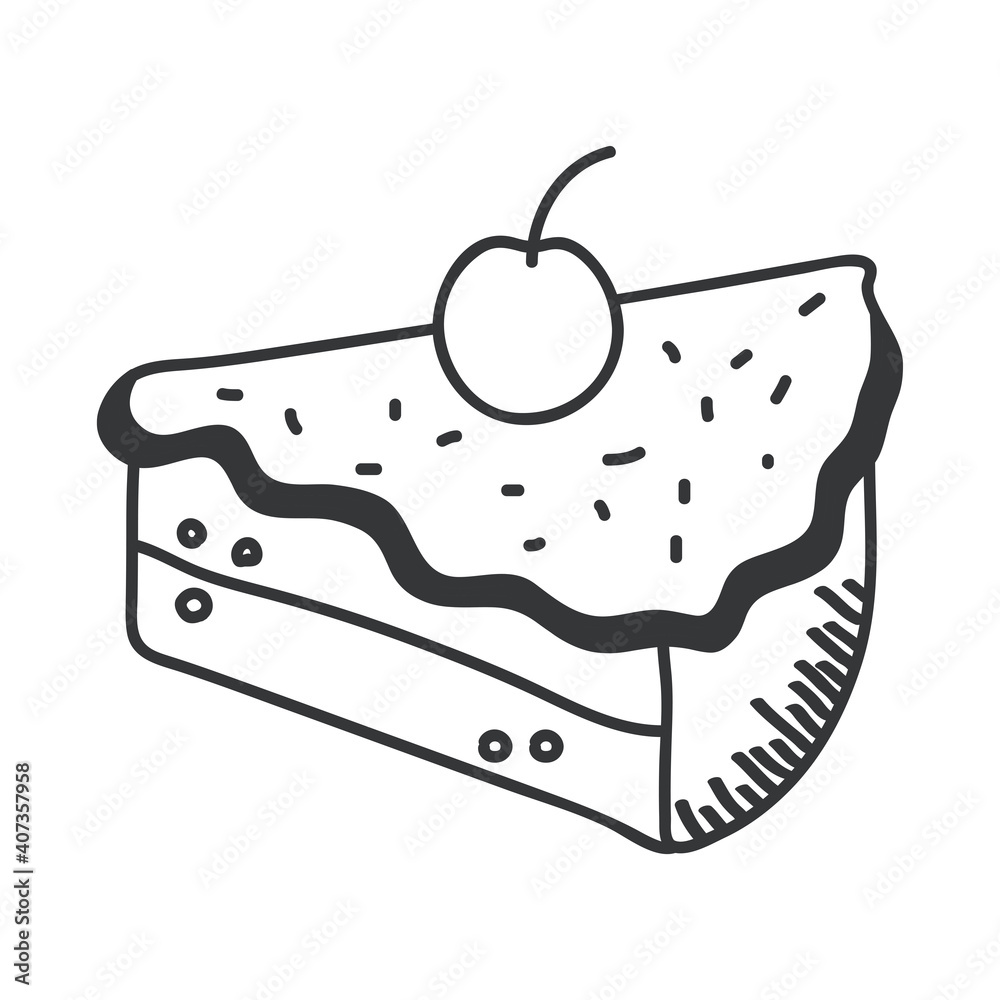 Canvas Prints sweet cake hand draw and line style icon vector design