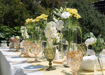 holiday party in the garden in yellow