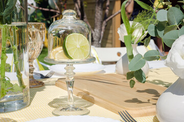 holiday party in the garden in yellow