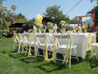 holiday party in the garden in yellow