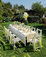 holiday party in the garden in yellow