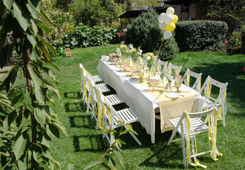 holiday party in the garden in yellow