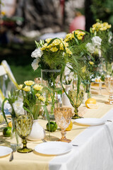 holiday party in the garden in yellow