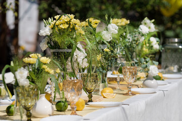 holiday party in the garden in yellow