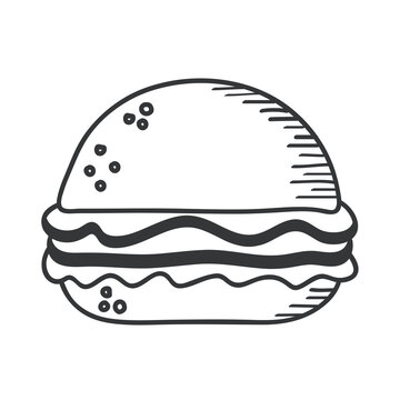 hamburger hand draw and line style icon vector design