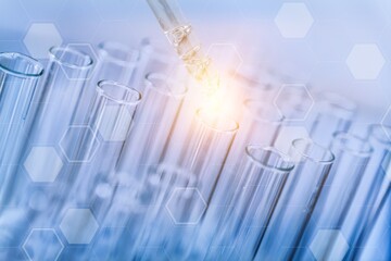 Science laboratory test tubes and pipette