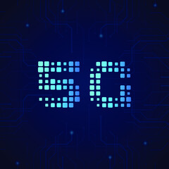 5G network technology logo green blue gradient symbol vector on dark circuit line, futuristic digital icon flat line sign for innovation internet connection, information tech, wireless transmission