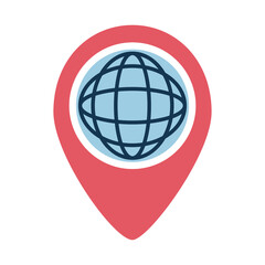 Digital marketing global sphere in gps mark flat style icon vector design