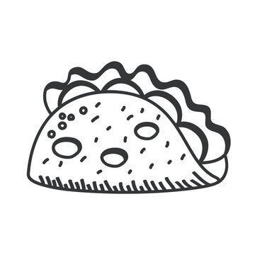 taco hand draw and line style icon vector design