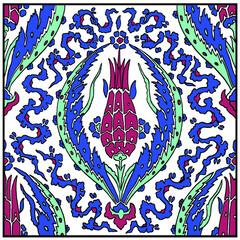 Traditional Turkish ornament seamless for your design. Floral Ornamental pattern. Iznik . Vector.