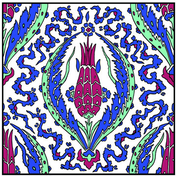 Traditional Turkish ornament seamless for your design. Floral Ornamental pattern. Iznik . Vector.