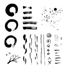筆で書いた様々な図形のセット
art, Various shapes written with a brush
