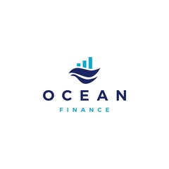Fototapeta premium ocean water sea wave finance financial bar chart logo vector icon illustration