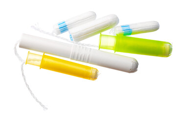 Women hygienic tampons isolated on white background