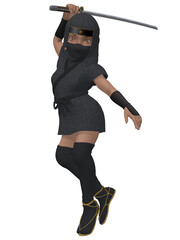 3d render of a cute toon ninja girl © Andreas Meyer